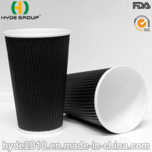 Kraft Ripple Wall Disposable Paper Cup with Lid